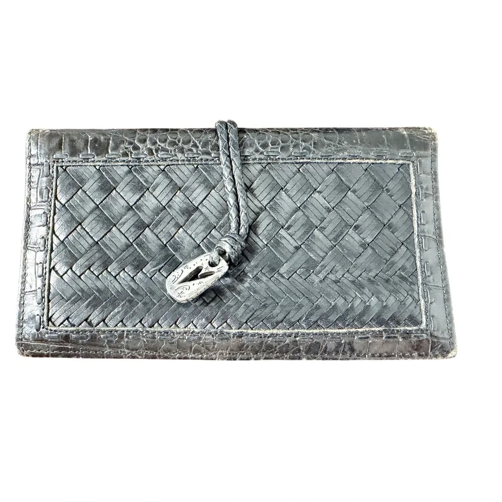 Brighton Brazilian Bree Woven Leather Wallet‎ Bifold Heart Charm